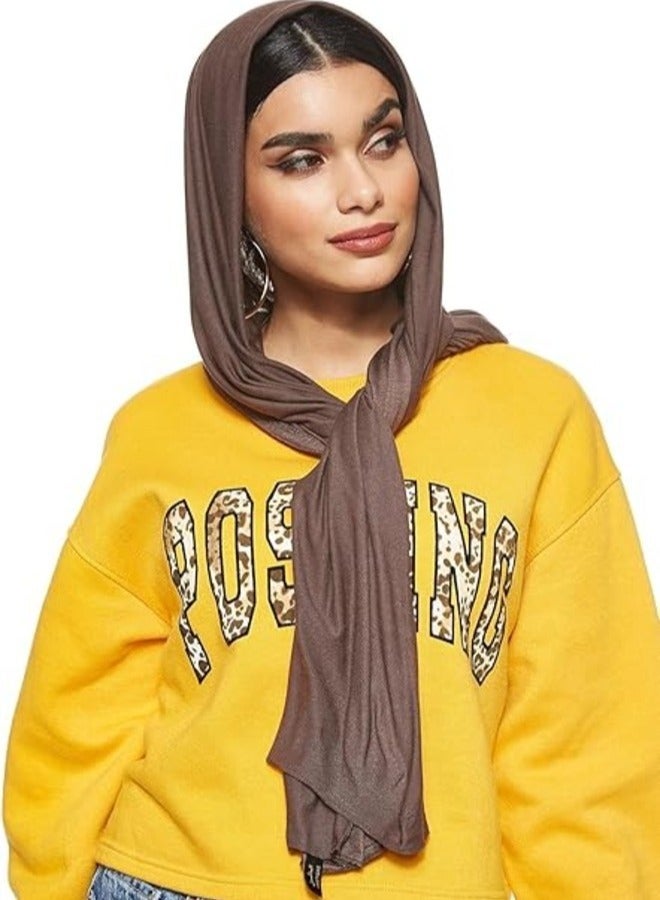 ELTRAZONE Soft Mississippi Mud Jersey Stretch Shailah Hijab – Stylish Muslim Islamic Arab Scarf  - Image 1