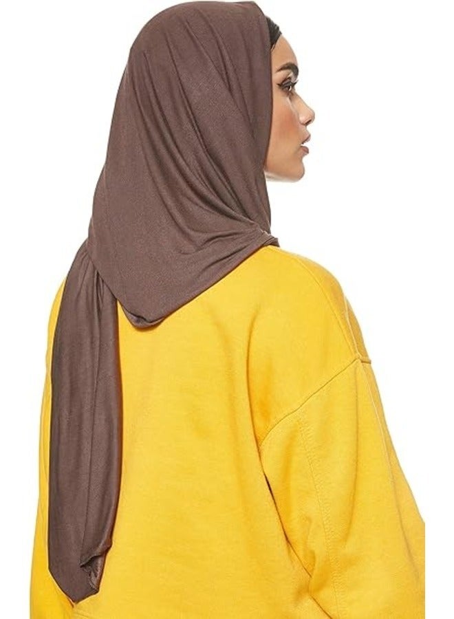 ELTRAZONE Soft Mississippi Mud Jersey Stretch Shailah Hijab – Stylish Muslim Islamic Arab Scarf  - Image 2