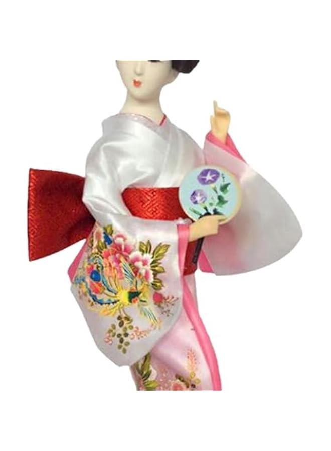 12 Japanese Geisha Lady Statuette Ornament Collectible Traditional Kimono Dolls Ethnic Japanese Geisha Dolls for Home Table, White and Pink - Image 5