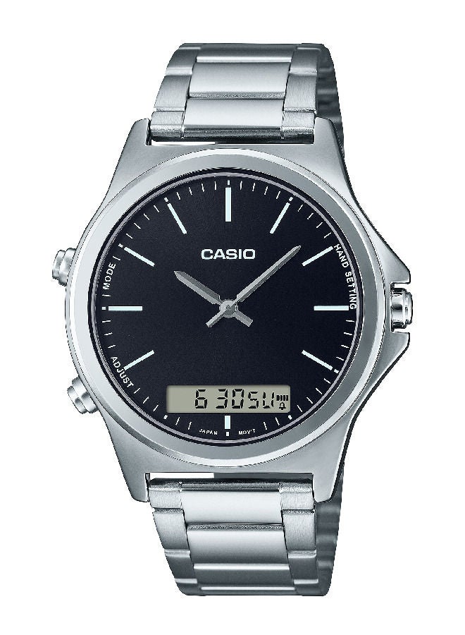 Men's Stainless Steel Analog-Digital Black Dial Wrist Watch MTP-VC01D-1E