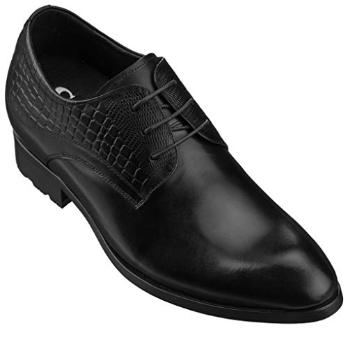 CALTO Mens Elevator Shoes 3 Inches Taller - Height Increasing Black Dress Oxfords - A329011 - Discreet Heels Insole Built-in - A329011 - Size 9 D US - Image 1