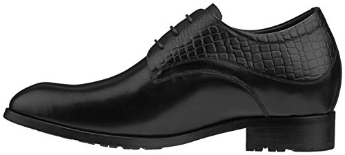 CALTO Mens Elevator Shoes 3 Inches Taller - Height Increasing Black Dress Oxfords - A329011 - Discreet Heels Insole Built-in - A329011 - Size 9 D US - Image 3