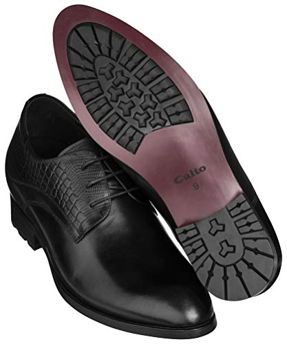 CALTO Mens Elevator Shoes 3 Inches Taller - Height Increasing Black Dress Oxfords - A329011 - Discreet Heels Insole Built-in - A329011 - Size 9 D US - Image 5