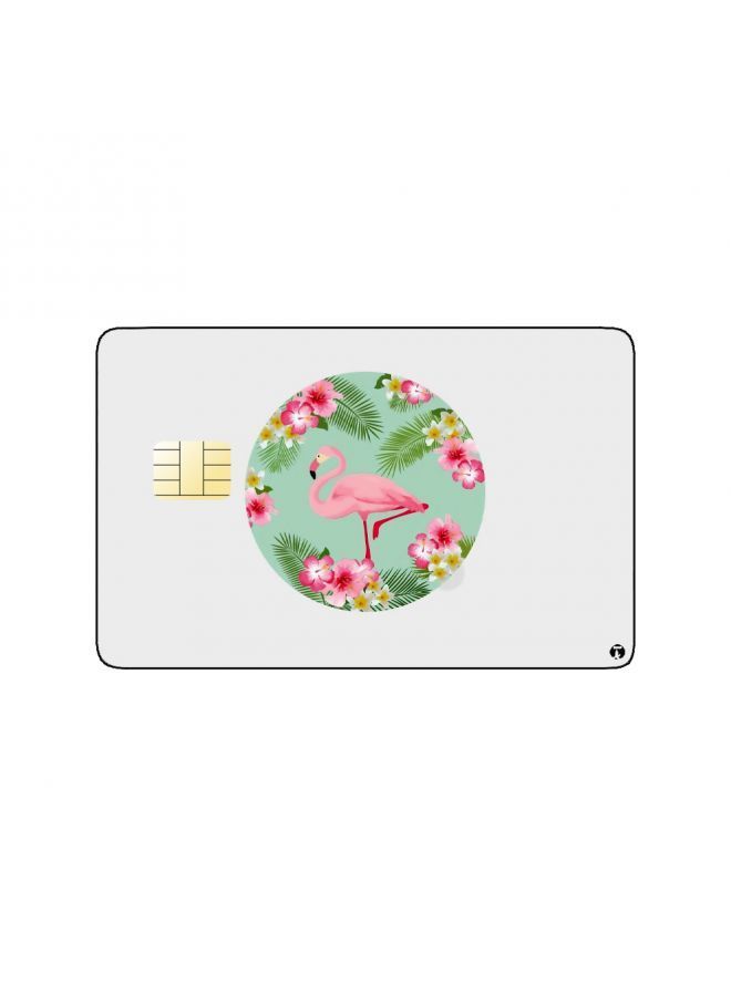 RKN PRINTED BANK CARD STICKER Beautiful Flamingo Drawing With Roses - Image 2