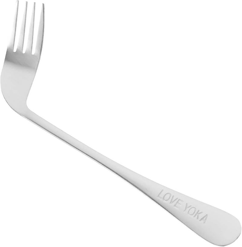Angled Feeding Fork With Ergonomic Elbow Handle Adaptive Self Feeding Utensil For Seniors And Patients - Image 1