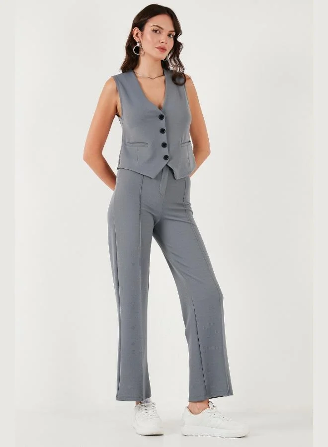 Lela Lela Stretch Fitted Fit V-Neck Buttoned Vest Women's VEST 5865971