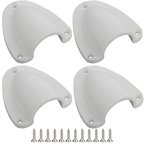 VTurboWay 4 Pcs Large Nylon 3" Marine Wire Cable Vent Cover, Clamshell Vent for Boat, Smooth Edge Thickness 1/8", Size: 3" x 2-1/2", Wire Vent Cover, Clamshell Vent, Free Installation Screws, White - Image 1