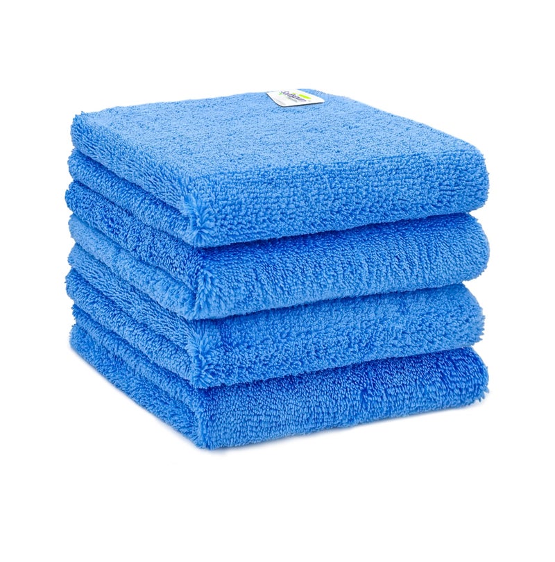 SOFTSPUN Microfiber High Loop Cleaning Cloths, 40x40 cms 4 pcs Towel Set 380 GSM (Sky Blue). Highly Absorbent, Lint and Streak Free, Multi-Purpose Wash Cloth for Kitchen, Window, Silverware. - Image 2