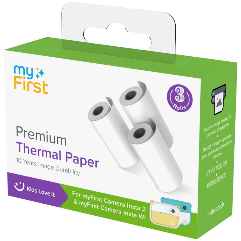 myFirst Thermal Paper| White Thermal Paper for myFirst Insta 2/Wi, 10 Years of Image Durability, Smooth Paper Finish, 3x Rolls 57mm x 26mm - White - Image 2
