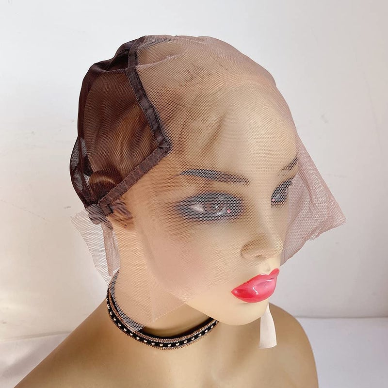 13x6 Lace Front Wig Caps for Making Wigs with Adjustable Straps Swiss Lace Medium Brown and Medium Size Glueless Weaving Cap Wig Base for Ventilating or Knotting