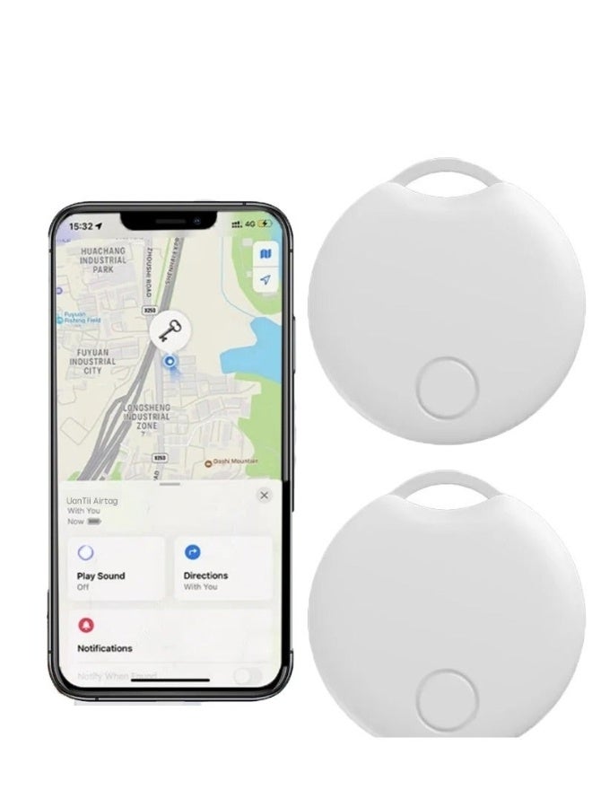 UanTii Smart Finder Bluetooth Tacker Smart AirTag Anti Lose Reminder key Finder Works with IOS Find My App (White-2pcs) - Image 1