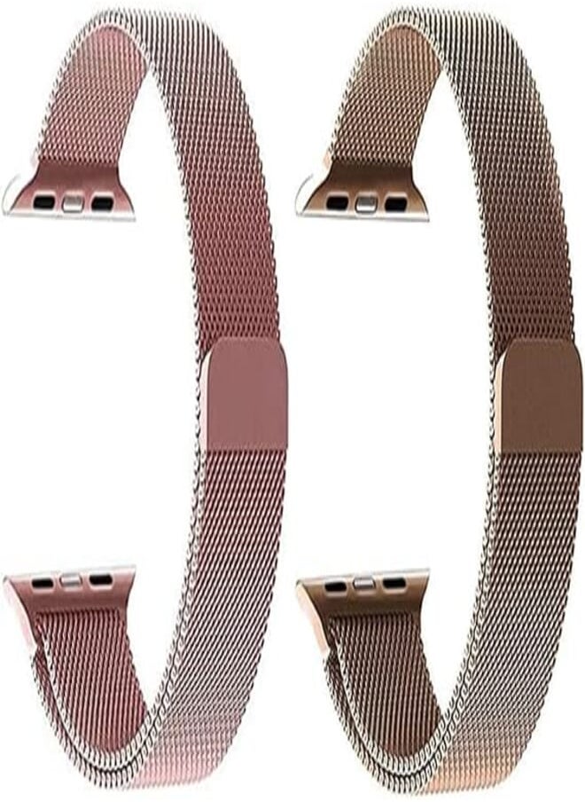 Generic - Strap Watch magnetic 2 pieces For Apple Watch size 38/40 gold/roze gold - Image 1