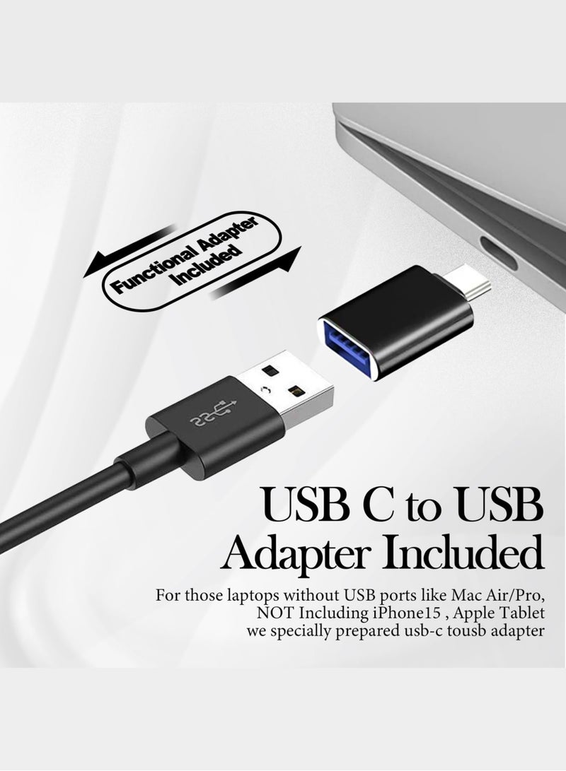 Computer Speakers for Desktop Pc, Monitor Speakers for Laptop,Pc Speakers with Loud Sound,Volume Control Easily Clamps to Monitors(USB-C to USB Adapter Included) (Black) - Image 5