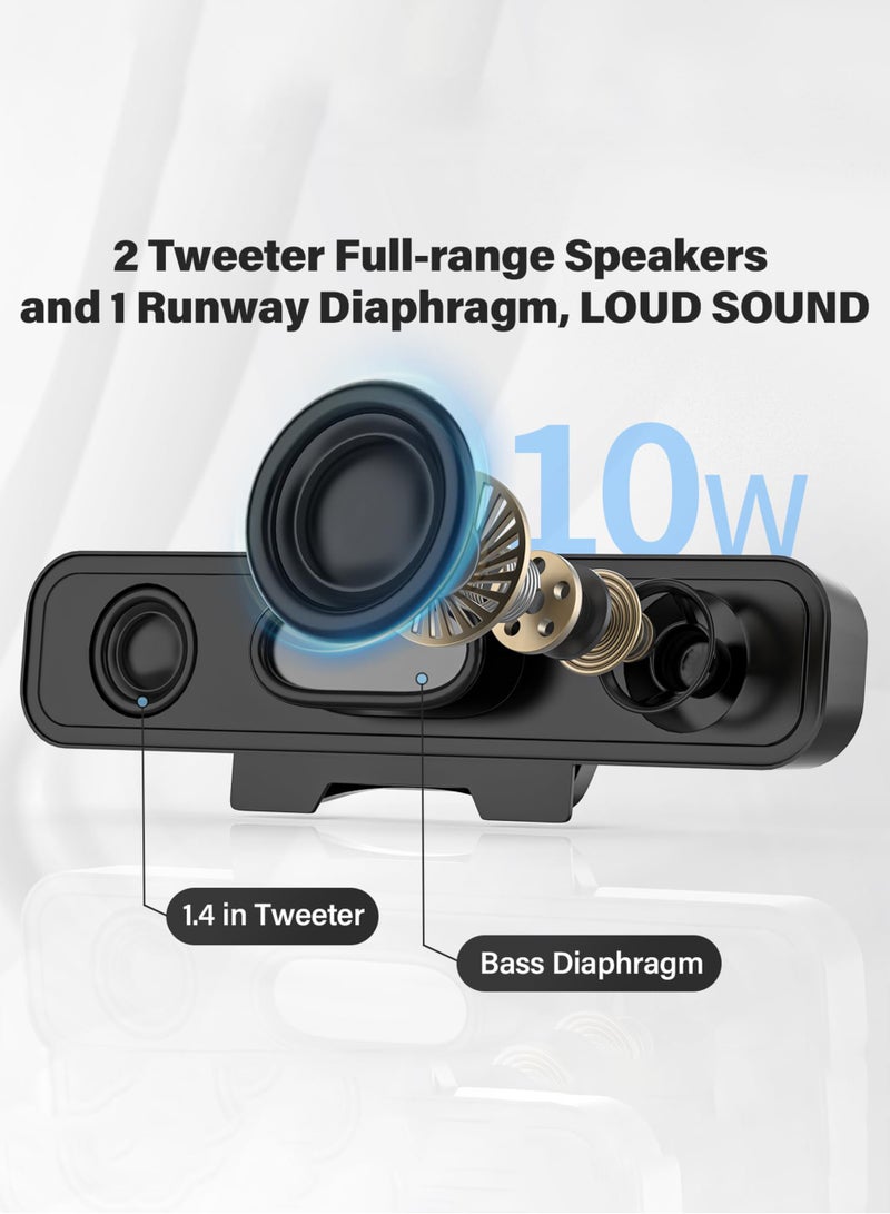 Computer Speakers for Desktop Pc, Monitor Speakers for Laptop,Pc Speakers with Loud Sound,Volume Control Easily Clamps to Monitors(USB-C to USB Adapter Included) (Black) - Image 2