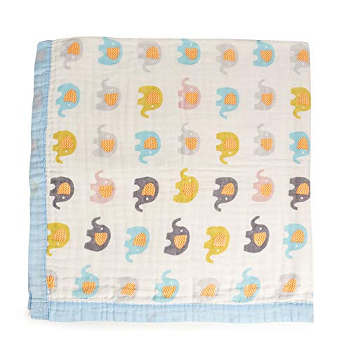 KICKS & CRAWL Kicks Crawl Baby Elephants Quilted Muslin Baby Blanket 100 Muslin Cotton 110 x 110 cm - Image 1