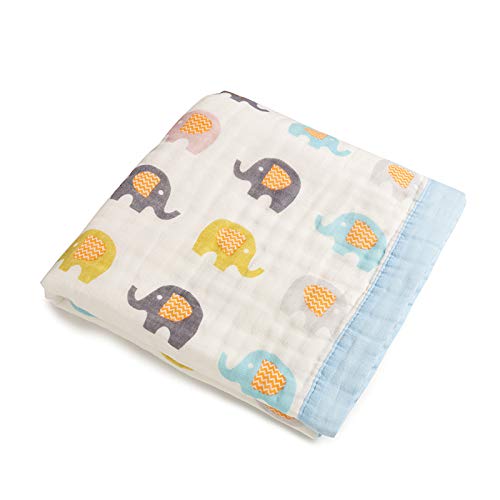 KICKS & CRAWL Kicks Crawl Baby Elephants Quilted Muslin Baby Blanket 100 Muslin Cotton 110 x 110 cm - Image 3