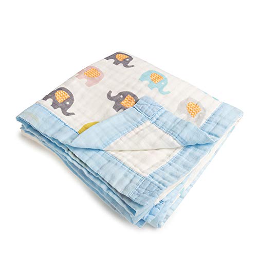 KICKS & CRAWL Kicks Crawl Baby Elephants Quilted Muslin Baby Blanket 100 Muslin Cotton 110 x 110 cm - Image 2