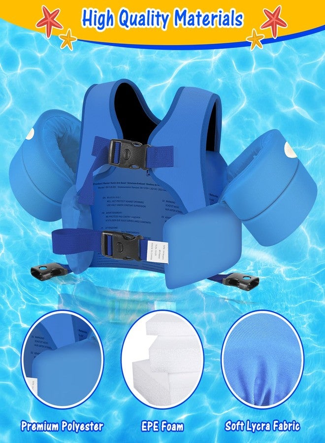 MoKo Toddler Swim Vest for Kids, Swim Arm Floaties 15-30 lbs Cartoon Swimming Water Wings with Crotch Strap, Pool Float Vests Sleeves Shoulder Straps Arm Band for Children, Blue Crab - Image 5