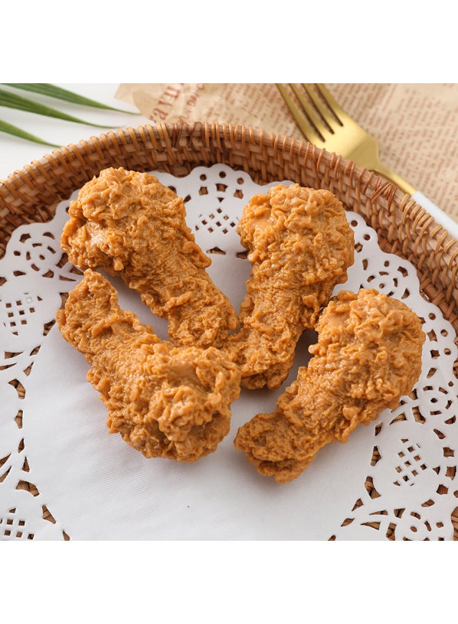 Simulation Chicken Leg Props Chicken Wings Chicken Nuggets Model KFC Chicken Rice Flower Fries Hamburger Cola Key Chain Pendant-Color:Fried Mid-wing 1-model - Image 4