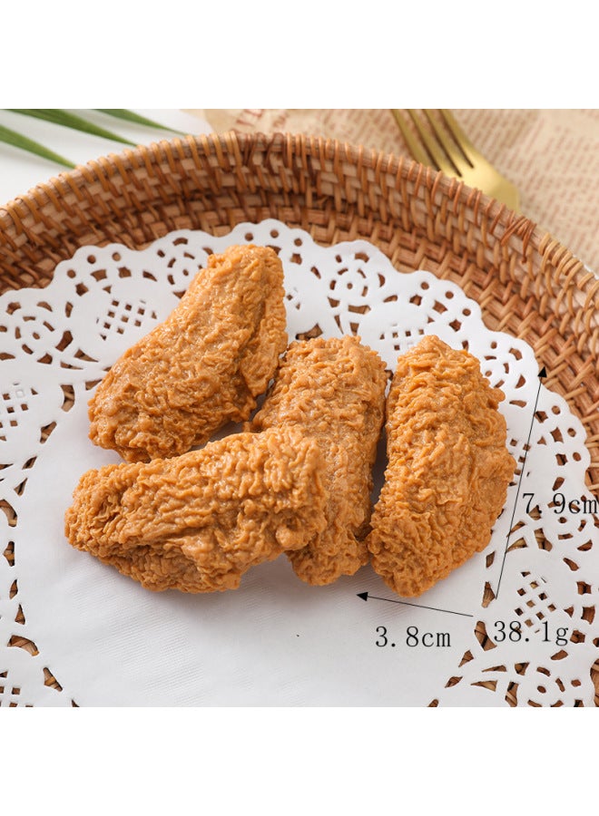 Simulation Chicken Leg Props Chicken Wings Chicken Nuggets Model KFC Chicken Rice Flower Fries Hamburger Cola Key Chain Pendant-Color:Fried Mid-wing 1-model - Image 1