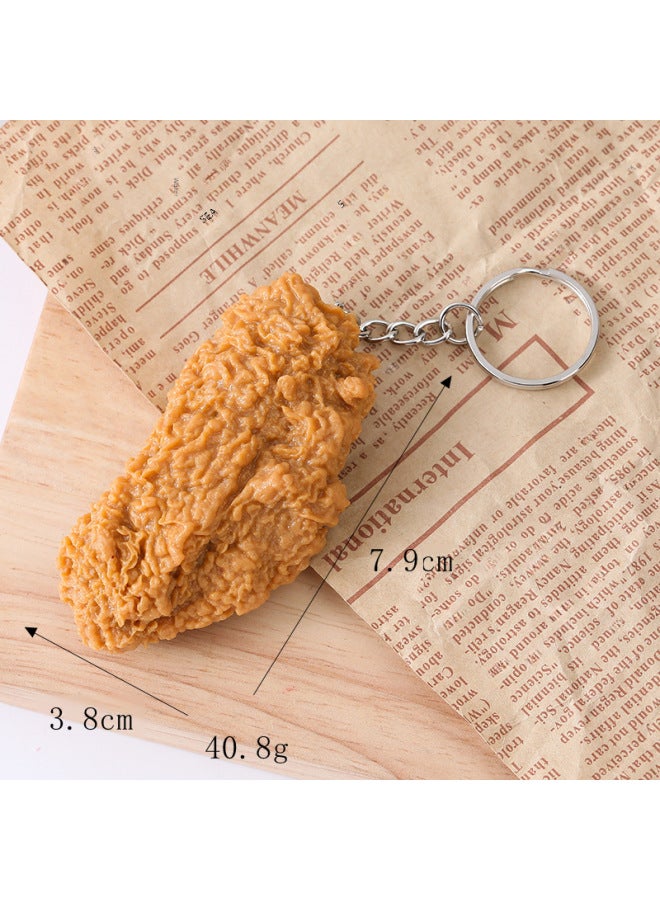 Simulation Chicken Leg Props Chicken Wings Chicken Nuggets Model KFC Chicken Rice Flower Fries Hamburger Cola Key Chain Pendant-Color:Fried Mid-wing 1-model - Image 5