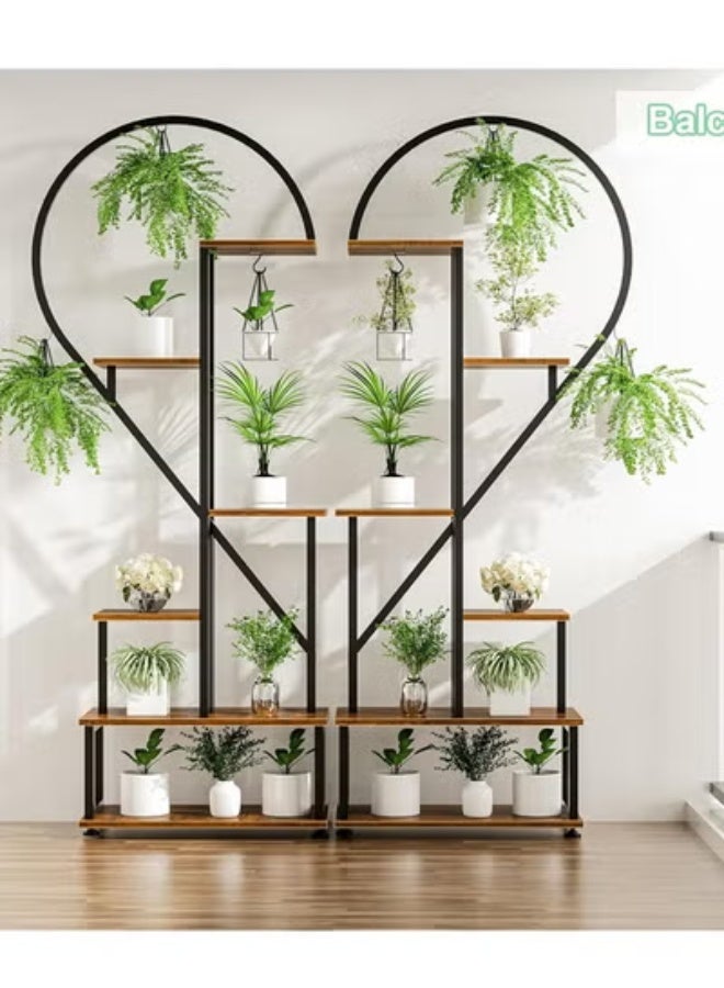 كلناميان حامل زهور مع أرفف لغرفة المعيشة وشرفة من الأرض إلى الأرض ورف من الحديد المطاوع مع حامل متعدد الطبقات لأصيص الزهور للزراعة - Image 3