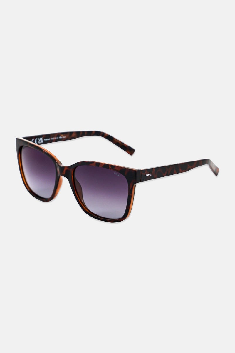 INVU Men B2213 Square Sunglasses, Dark Havana Brown - Image 3