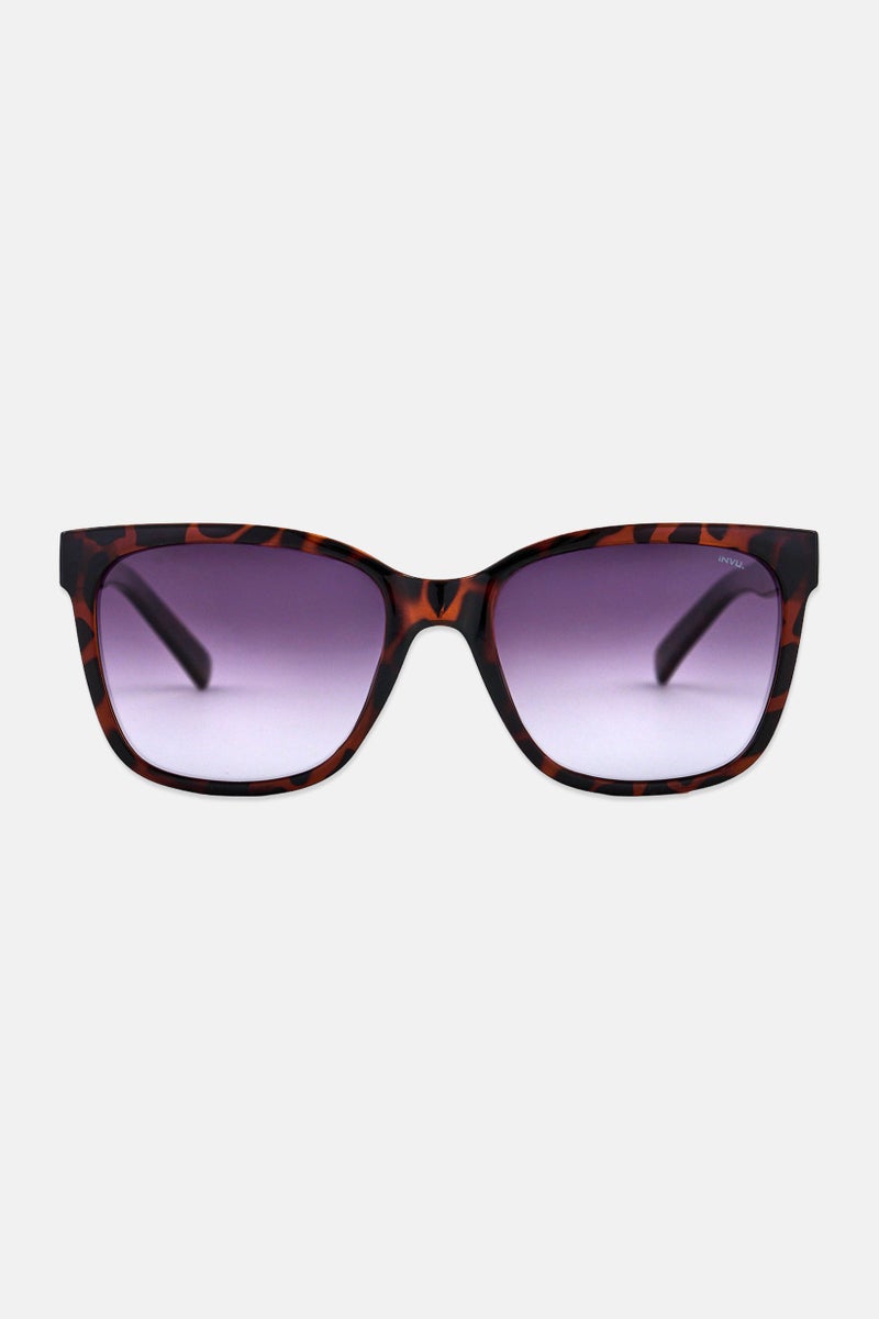 INVU Men B2213 Square Sunglasses, Dark Havana Brown - Image 1