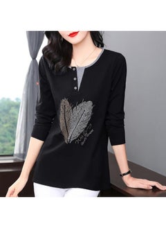 Beautiful Mother Cotton Long Sleeve T-shirt Women's Spring And Autumn New Chubby Girl Long Top Plus Size Loose Ide
