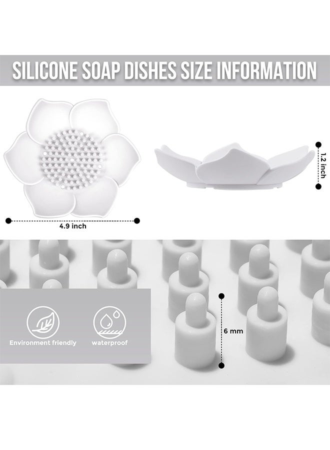 MXN 2 Pcs Lotus-Shaped Shower Soap Dishes, Silicone Soap bar Holder for Kitchen Bathroom Counter, Non-Slip Bathroom Kitchen Organizer (White)  - Image 2