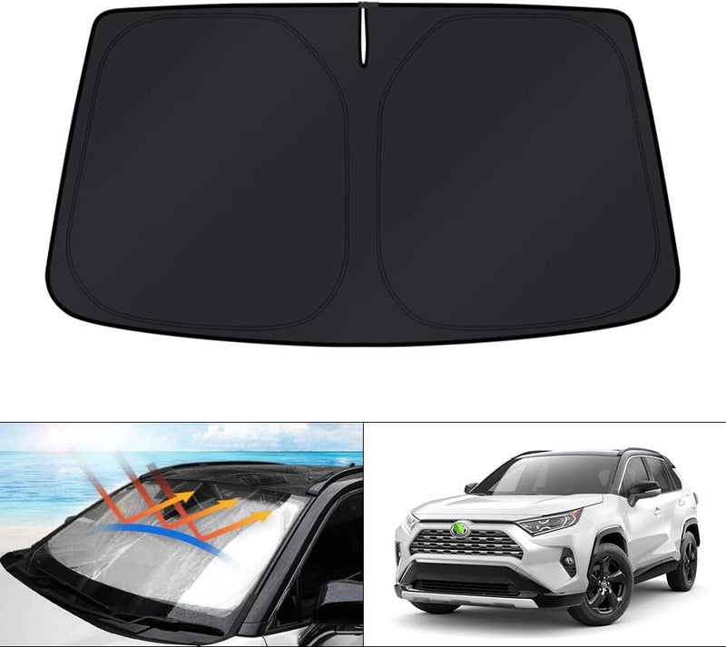 KUST Windshield Sun Shade for 2019-2023 Toyota RAV4 - UV Ray Blocking Sunshade Protector - Image 1