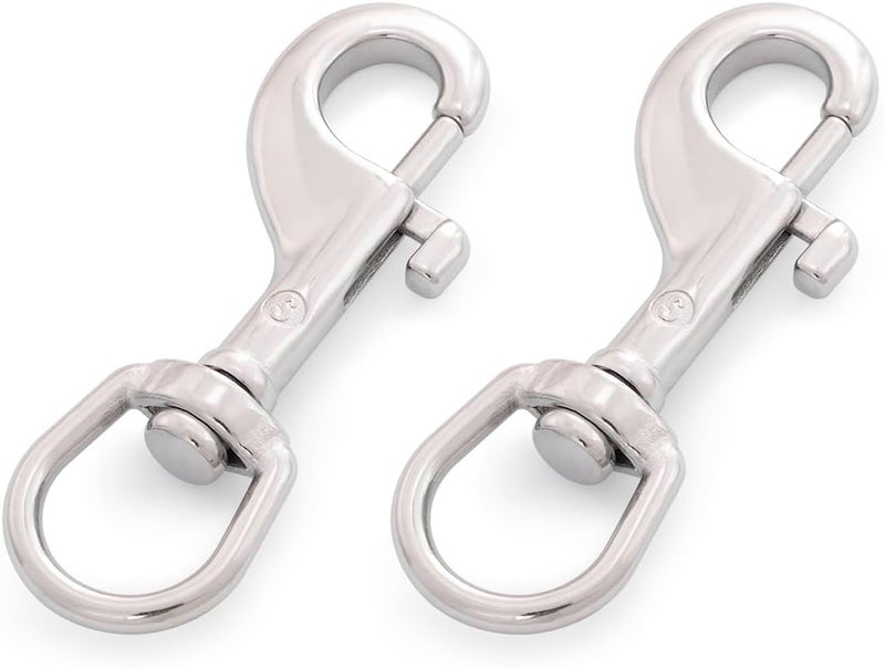 Shonan.Systems SHONAN 2.75 Inch Swivel Eye Snap Hook, 2 Pack Marine Grade Scuba Bolt Snap, Single Ended Stainless Steel Flag Clips Swivel Snaps for Scuba Diving, Flag Pole Rope, Dog Leash, Camera Strap - Image 5