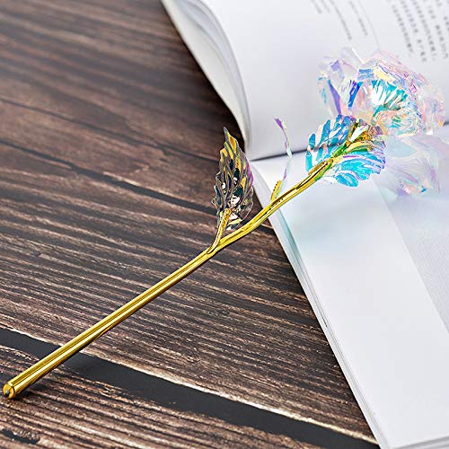 Warmtree 10 Pcs 24K Galaxy Rose Glass Flowers Colorful Gold Rose Artificial Flowers Best Gifts for Mother's Day Thanksgiving Valentine's Day Girl's Birthday Party - Image 3