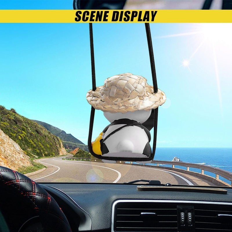 LHDOS Swinging Panda Car Hanging Accessories, Car Rear View Mirror Charm, Cute Auto Mirror Pendant Present, Auto Interior Decoration Accessories for Cars, Office, Home (Panda) Flexible varied design - Image 2