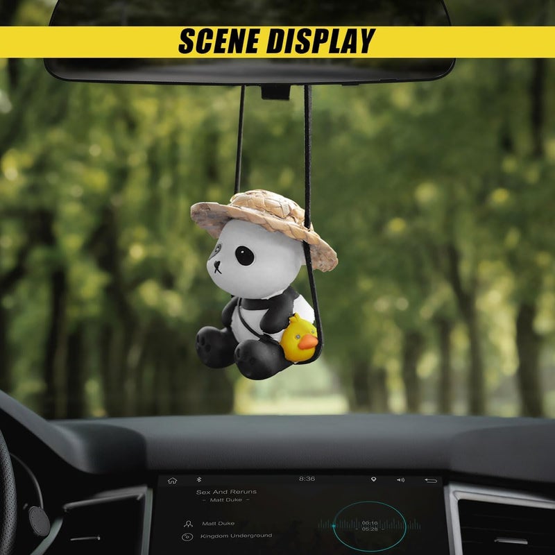 LHDOS Swinging Panda Car Hanging Accessories, Car Rear View Mirror Charm, Cute Auto Mirror Pendant Present, Auto Interior Decoration Accessories for Cars, Office, Home (Panda) Flexible varied design - Image 3