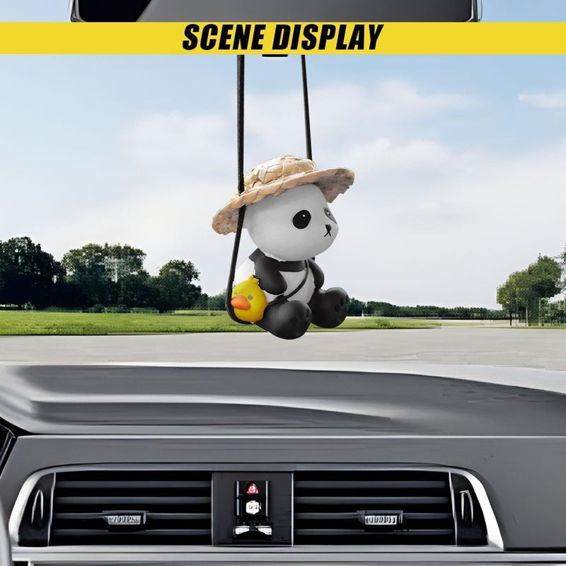 LHDOS Swinging Panda Car Hanging Accessories, Car Rear View Mirror Charm, Cute Auto Mirror Pendant Present, Auto Interior Decoration Accessories for Cars, Office, Home (Panda) Flexible varied design - Image 4