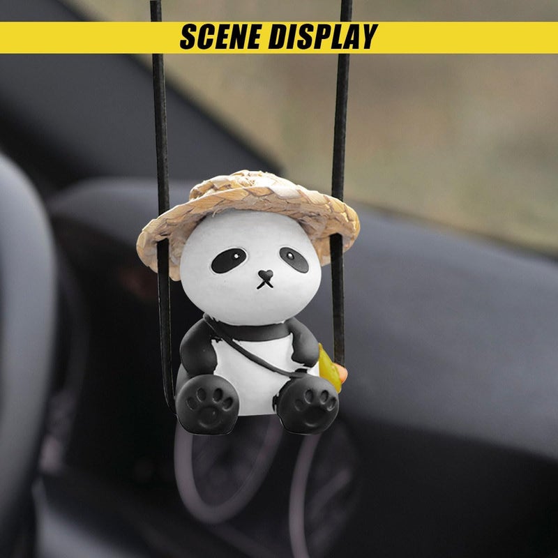 LHDOS Swinging Panda Car Hanging Accessories, Car Rear View Mirror Charm, Cute Auto Mirror Pendant Present, Auto Interior Decoration Accessories for Cars, Office, Home (Panda) Flexible varied design - Image 5