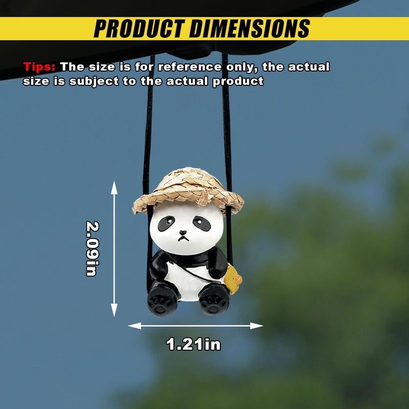 LHDOS Swinging Panda Car Hanging Accessories, Car Rear View Mirror Charm, Cute Auto Mirror Pendant Present, Auto Interior Decoration Accessories for Cars, Office, Home (Panda) Flexible varied design - Image 1