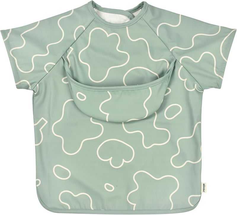 BEABA Béaba 2-in-1 Waterproof Bib with Removable Sleeves - Sage Green - Image 2