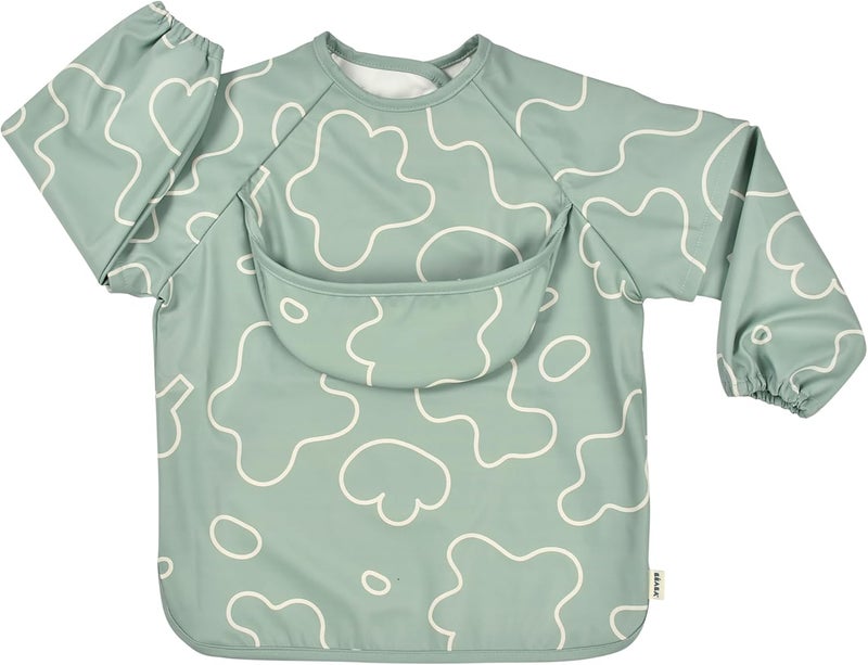 BEABA Béaba 2-in-1 Waterproof Bib with Removable Sleeves - Sage Green - Image 1