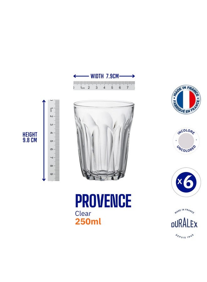 Duralex® Provence Transparent Clear Tumbler 250ML, Set of 6 Glasses | Ideal for Hot or Cold Drinks, Tea, Coffee, Juice, Cocktails, Mocktails | Ultra Scratch Resistant Tempered Glass - Image 4