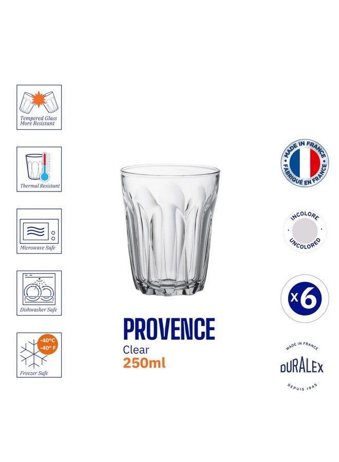 Duralex® Provence Transparent Clear Tumbler 250ML, Set of 6 Glasses | Ideal for Hot or Cold Drinks, Tea, Coffee, Juice, Cocktails, Mocktails | Ultra Scratch Resistant Tempered Glass - Image 5