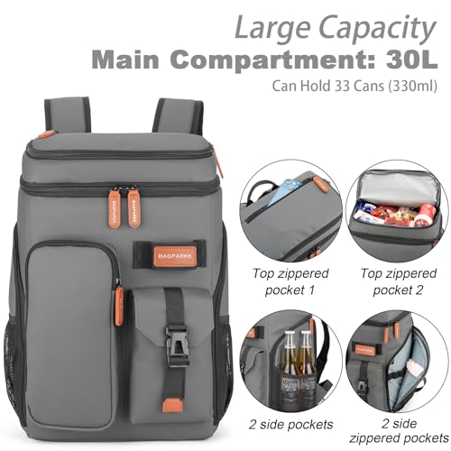 BAGPARKK Insulated Cooler Backpack,33 Cans Multifunctional Double Deck Leakproof Cooler Bag with Sternum Strap,Large Capacity Lightweight Travel Camping Beach Backpack Cooler Ice Chest for Men Women - Image 4