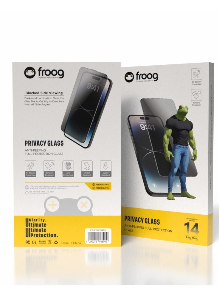 froog iPhone 14 Pro Max Privacy Screen Protector /Anti Fingerprint/ Water Resistant / Scratch Resistant / Tempered Glass Anti-Peeping /Blocked Side Viewing / Full Protection - Black - Image 3