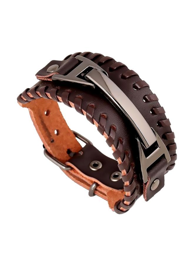 NIBEMINENT Punk Leather Woven Bracelet - Image 1