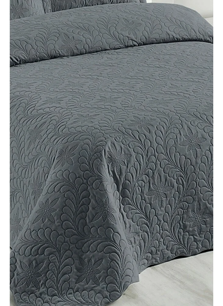 Yatak Örtüm My Bedspread Ivy Anthracite Double Microfiber Quilted Bedspread