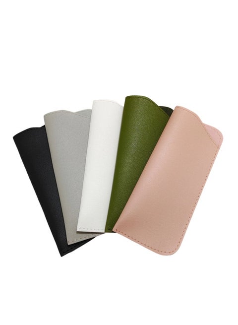 5 PCS Soft Leather Sunglasses Bag Eyeglass Case Portable Anti-Scratch Sun Glasses Storage Bag  Anti-Stress Eyeglasses Pouch Bag for Women Men Glasses Protective Case