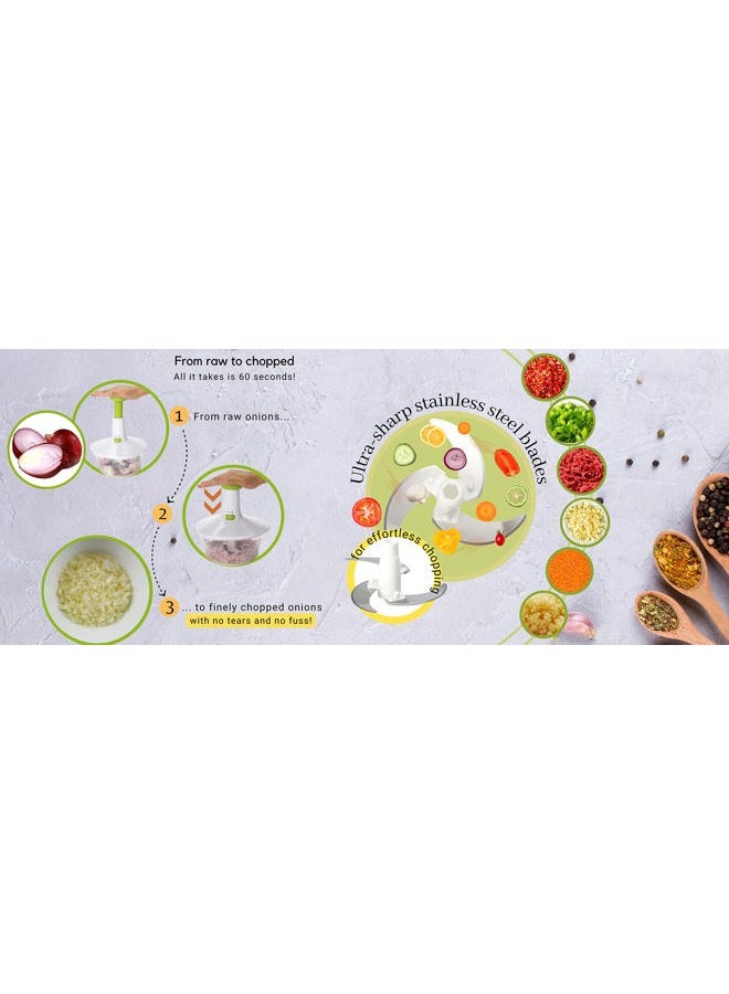 Brieftons Express Manual Food Chopper: 6.8-Cup, Hand Chopper Vegetable Cutter to Chop Veggies, Fruits, Herbs, Garlic Onion Chopper for Salsa, Salad, Pesto, Hummus, Guacamole, Coleslaw, Indian Cooking - Image 4