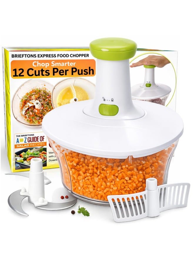 Brieftons Express Manual Food Chopper: 6.8-Cup, Hand Chopper Vegetable Cutter to Chop Veggies, Fruits, Herbs, Garlic Onion Chopper for Salsa, Salad, Pesto, Hummus, Guacamole, Coleslaw, Indian Cooking - Image 1