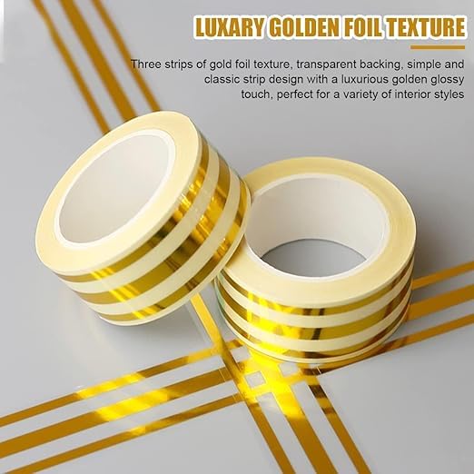 GOVINDGOPAL GOVINDGOPAL Golden Tile Gap Tape Home Sticker Waterproof Tape PVC Self Adhesive Ceramic for Detailing Wall Floor Cabinetry Dcor For Gold Type 25 CM X 5M 1 RollPack  - Image 4